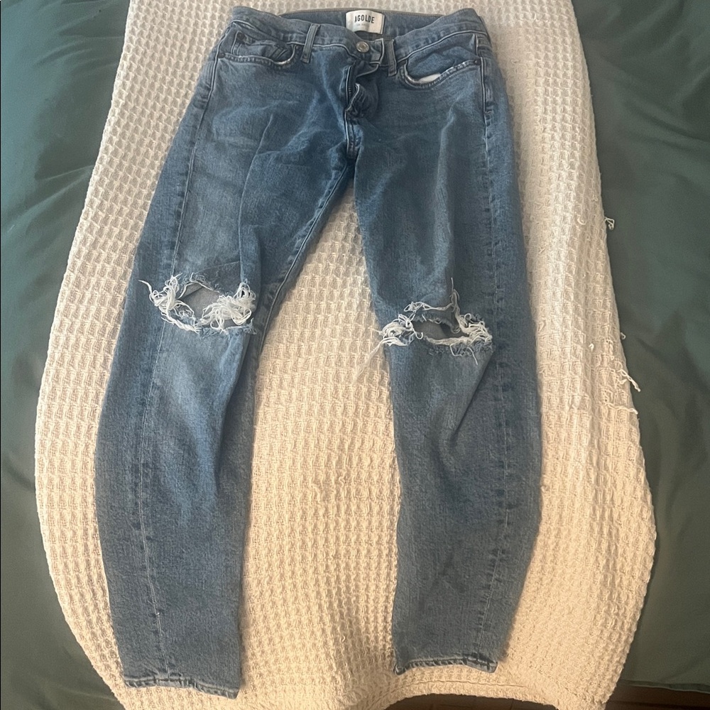 Agolde Ripped Blue Skinny Jeans